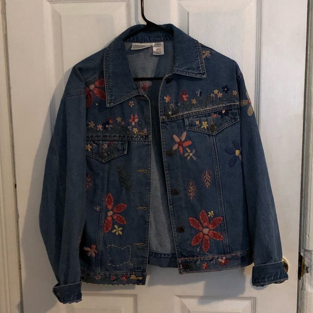 Floral Engraved Jean Jacket